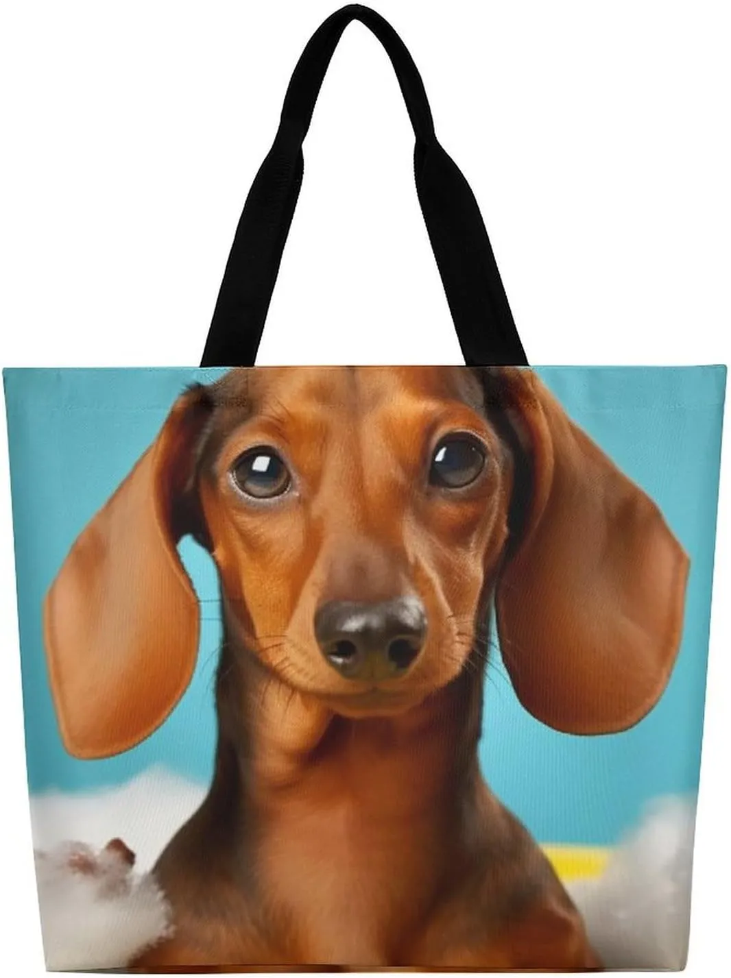 Dachshund Dog Tote Bag for Women Reusable Grocery Shoulder Bags Shopping Bag for Travel, Groceries
