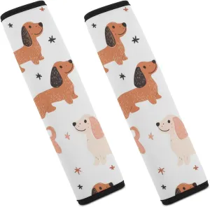Dachshund Dogs Star Fashion Car Seat Belt Cover Pad for Shoulder Bag Camera Soft Comfort Accessories 2PCS