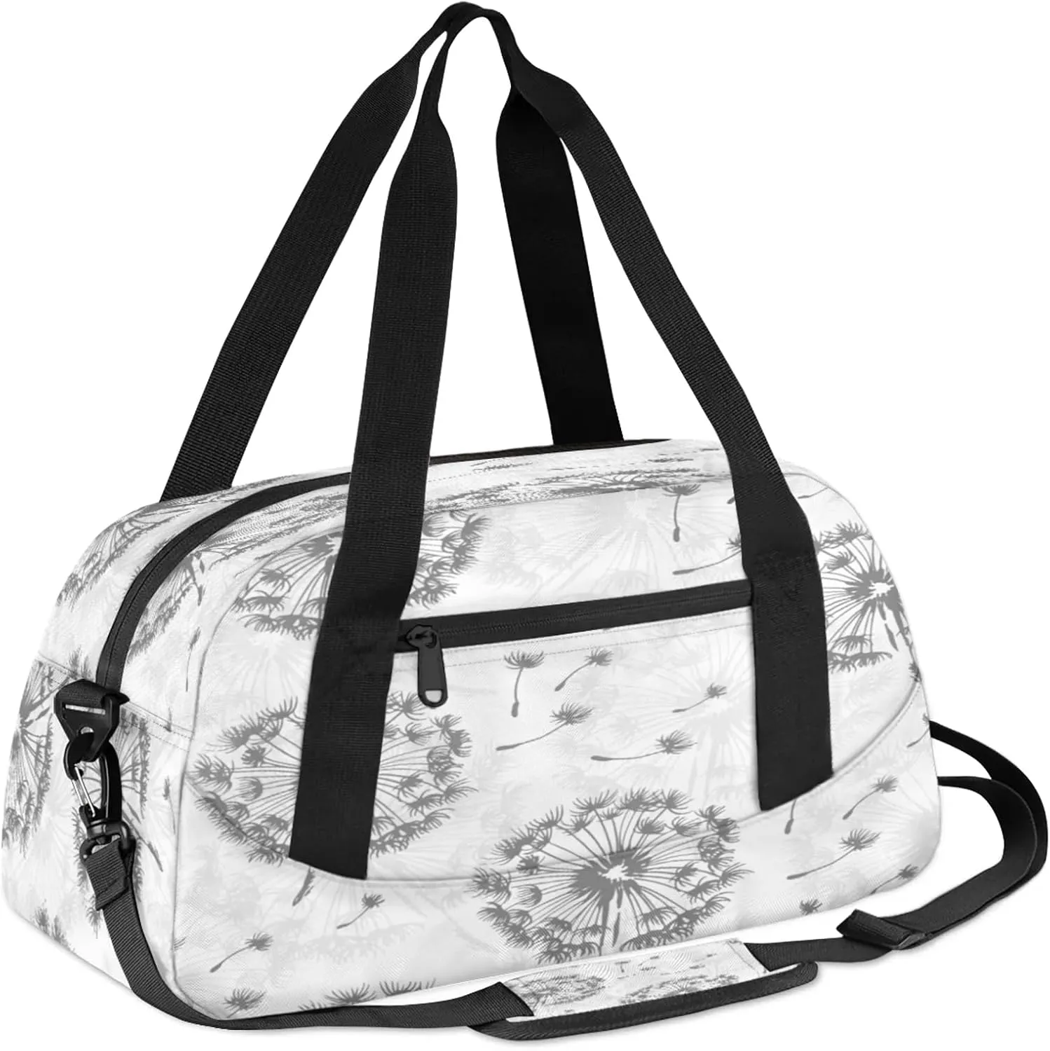 Dandelion Pattern Kids Duffel Bag Lightweight Waterproof Sports Gym Bag with Front Zipper Pocket Foldable Weekender Overnight Bag for School Practice Gymnastic Ballet