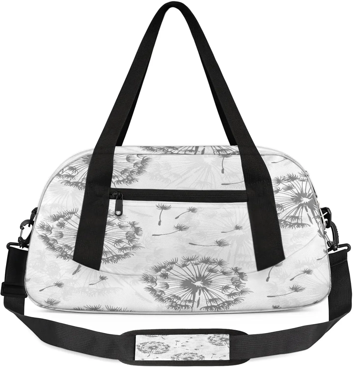 Dandelion Pattern Kids Duffel Bag Lightweight Waterproof Sports Gym Bag with Front Zipper Pocket Foldable Weekender Overnight Bag for School Practice Gymnastic Ballet