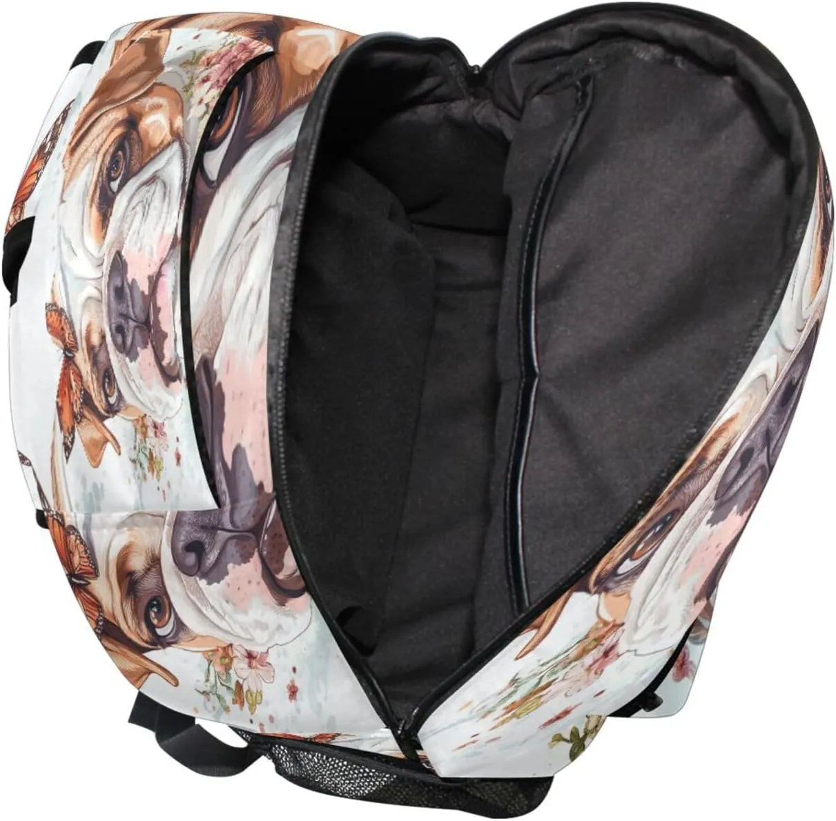 Day Backpack for Unisex Adult Waterproof School Bag with Chest Strap for College Work Art Bulldog Dogs White