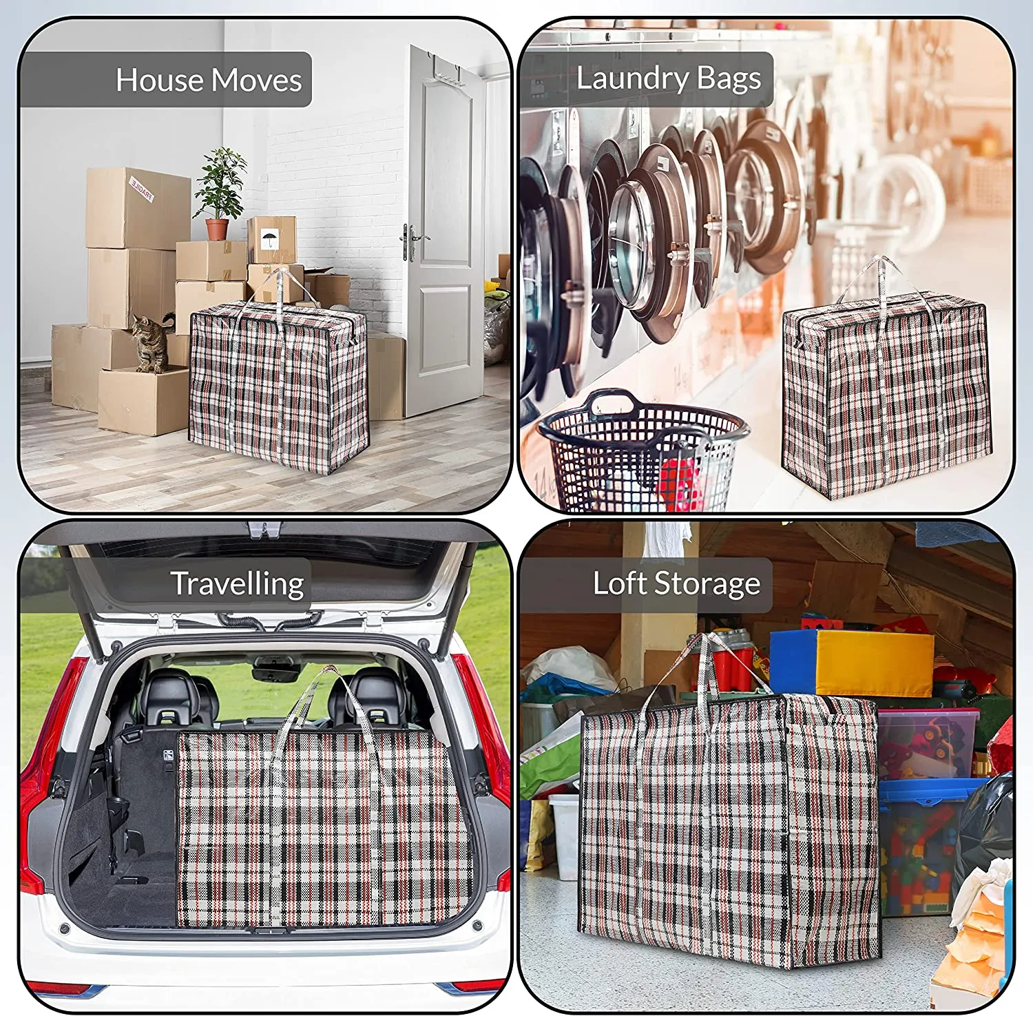 DECO EXPRESS Laundry Bags Large - Strong Durable Storage Bags for Moving House Shopping and Laundry - Jumbo Reusable Zip Bag Storage Bags XXL Multipack (Pack of 2)