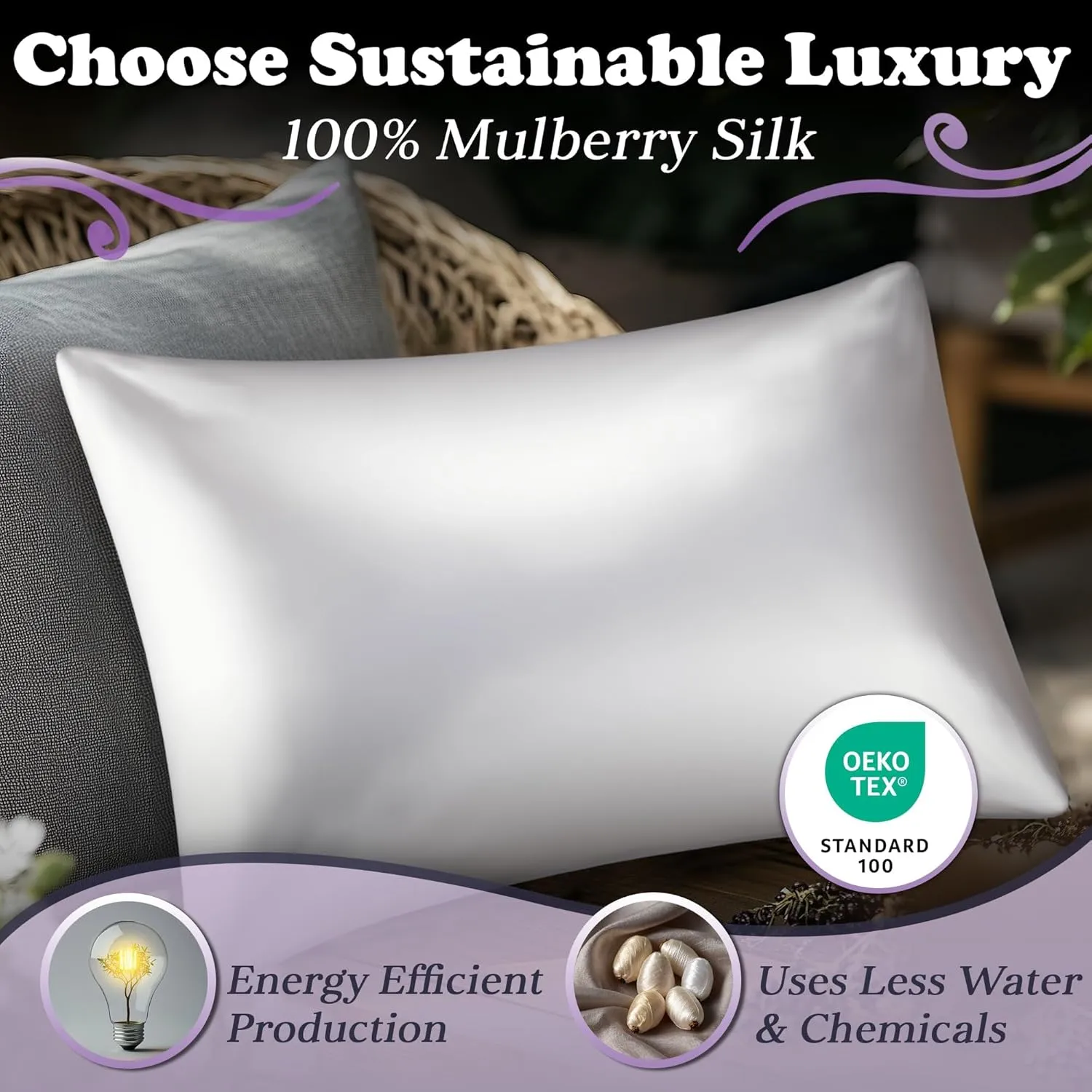 DECOLURE 100% Pure Mulberry Silk Pillow Case King Size – Highest Grade 30 Momme 6A , Luxuriously Soft & Cooling Silk Pillowcase for Hair & Skin, Hypoallergenic, Breathable, Hidden Zipper (White)