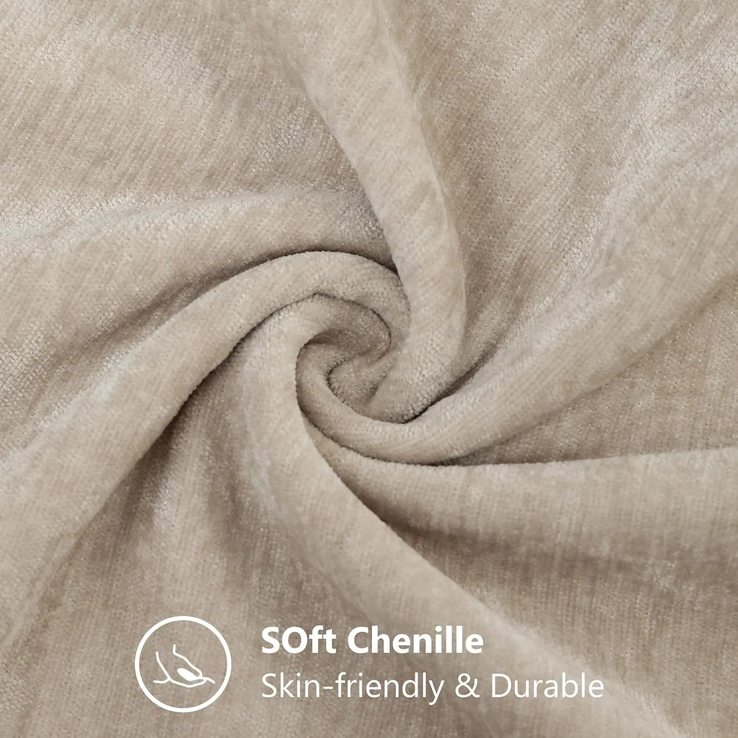 decorUhome Couch Throw Pillow Covers 24X24 Set of 2, Decorative Soft Neutral Chenille Solid Dyed Square Pillow Covers for Sofa Bed Living Room, Bleached Sand