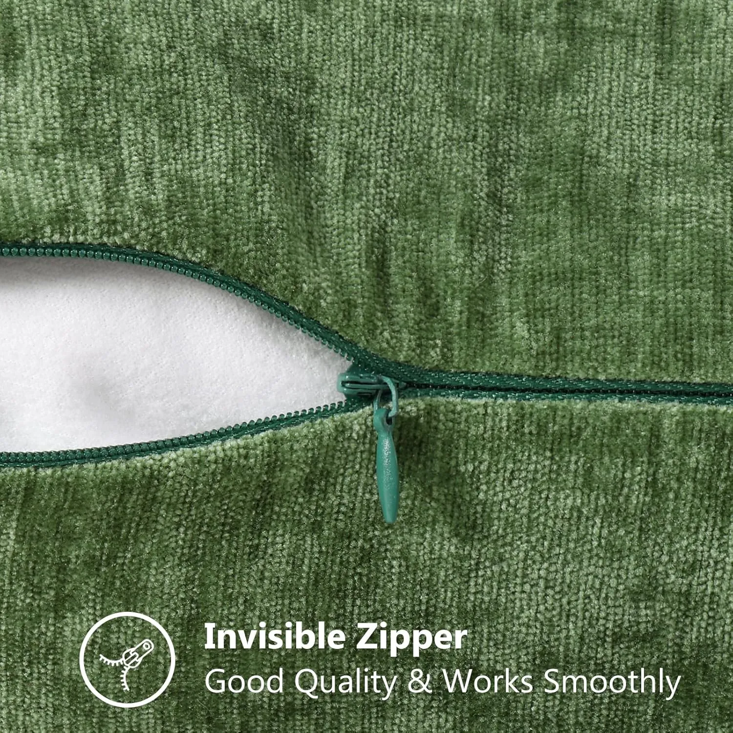 decorUhome Couch Throw Pillow Covers 24X24 Set of 2, Decorative Soft Neutral Chenille Solid Dyed Square Pillow Covers for Sofa Bed Living Room, Moss Green