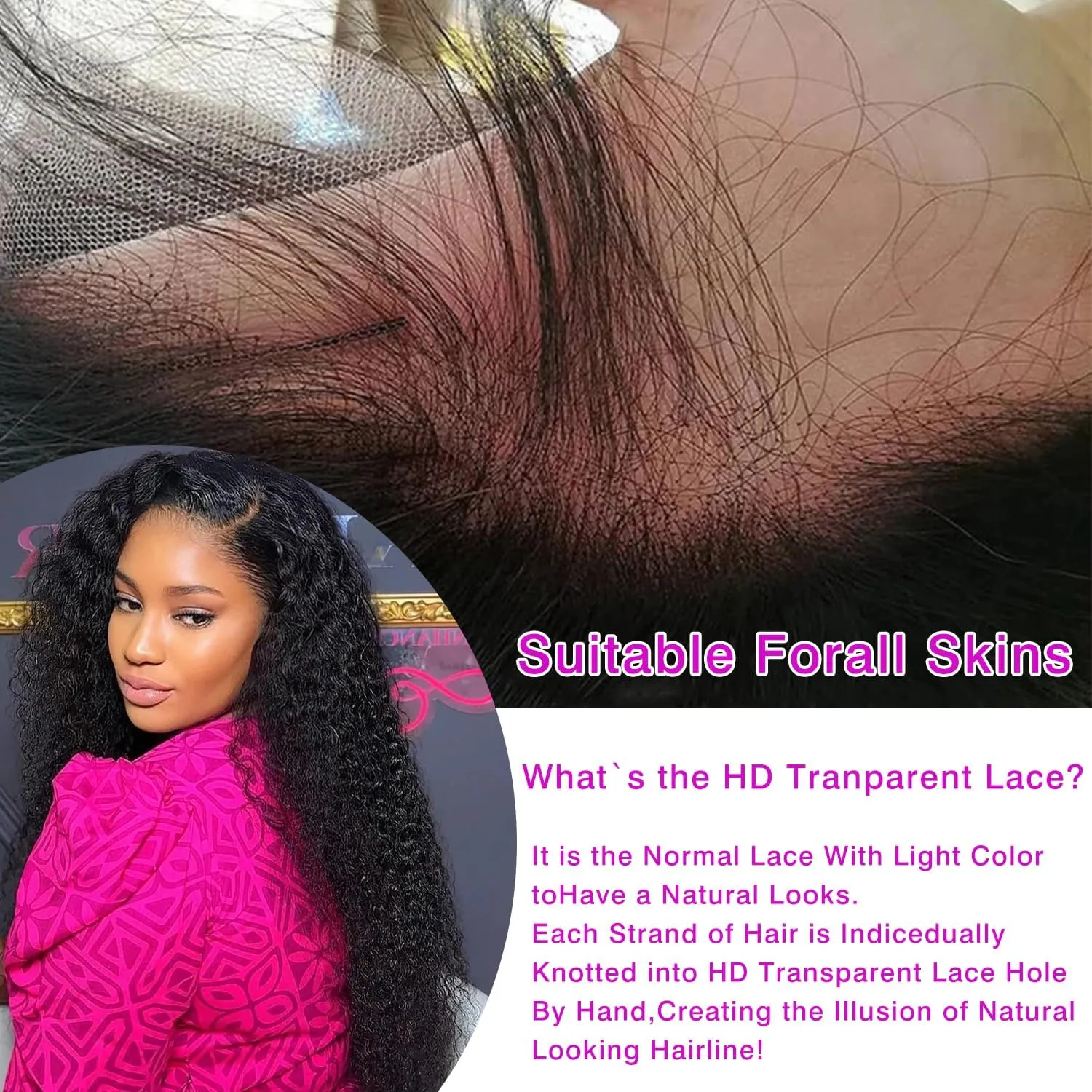 Deep Wave Lace Front Wigs Human Hair 13x6 HD Transparent Lace Front Wigs Human Hair 200% Density Deep Curly Human Hair Wig Pre Plucked Lace Frontal Wigs Natural Color 34 Inch