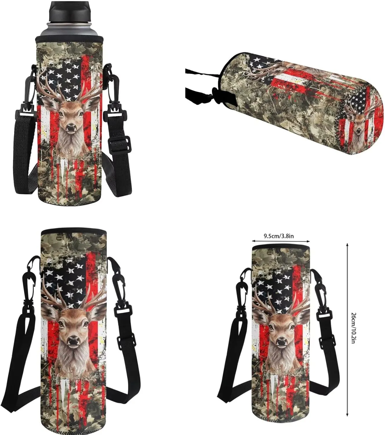 Deer Backpack and Lunch Box Set Boys American Flag Kids Backpack Elementary School 4 in 1 Set for Primary Kids Casual Daypack Tote Bags
