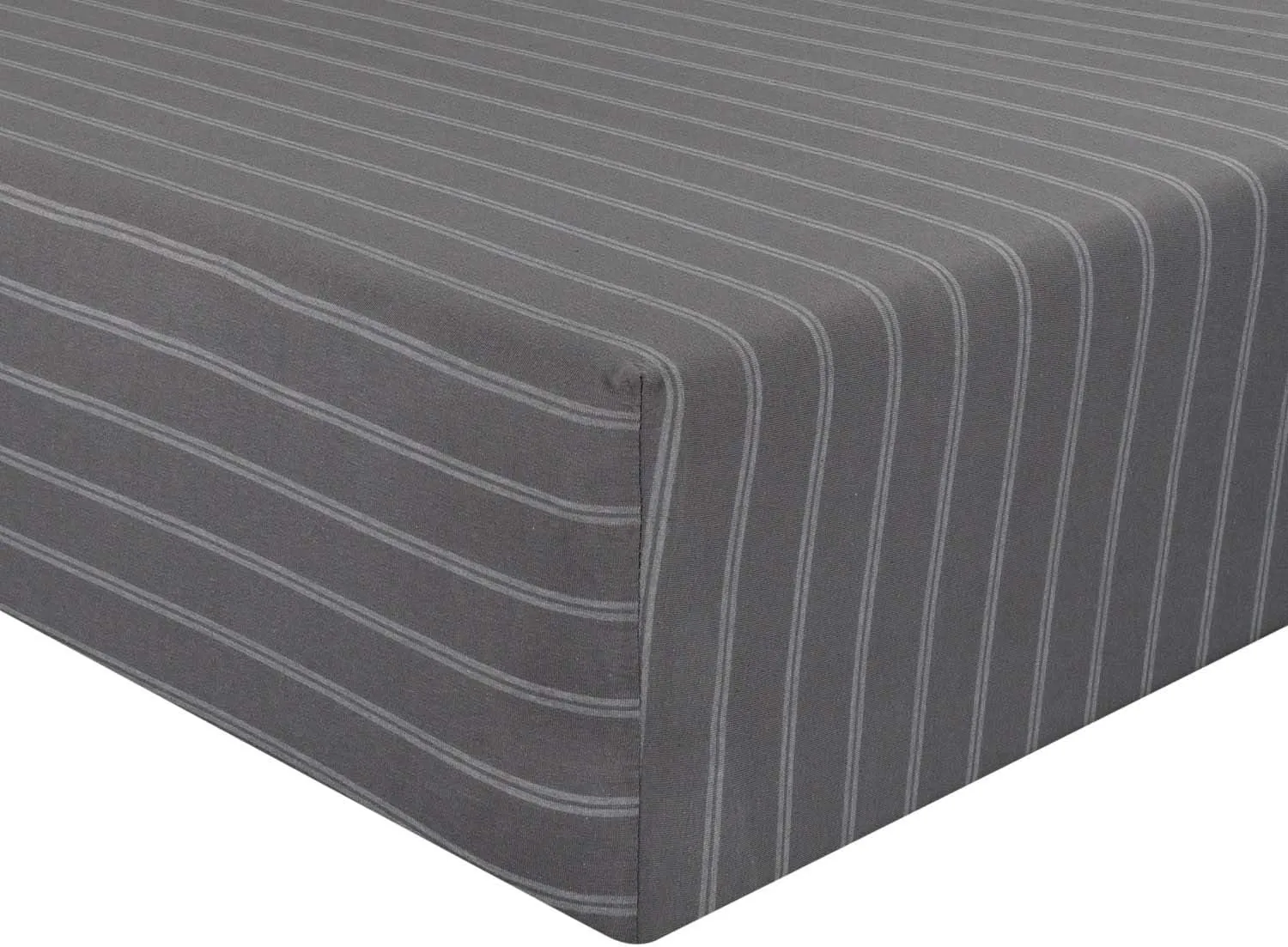 DELANNA Jersey Knit Fitted Sheet Soft Breathable T-Shirt Weave Bottom Sheet Only (GREY STRIPE, FULL)