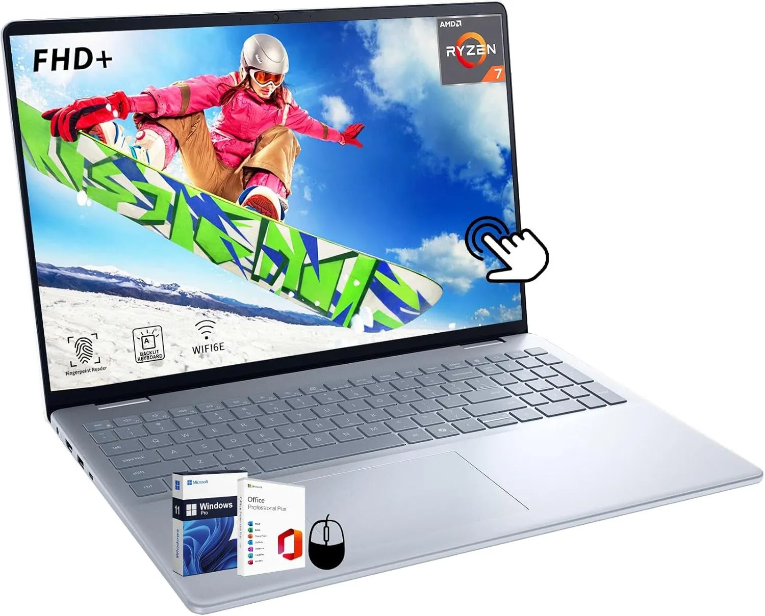 Dell Inspiron 16 5645 Touchscreen Laptop, 16" FHD  300-Nits Screen, AMD Ryzen 7-8840U CPU(Up to 5.1 GHz), 64 GB DDR5, 2 TB SSD, Backlit KB, Fingerprint Reader, Windows 11 Pro & Office Pro Lifetime