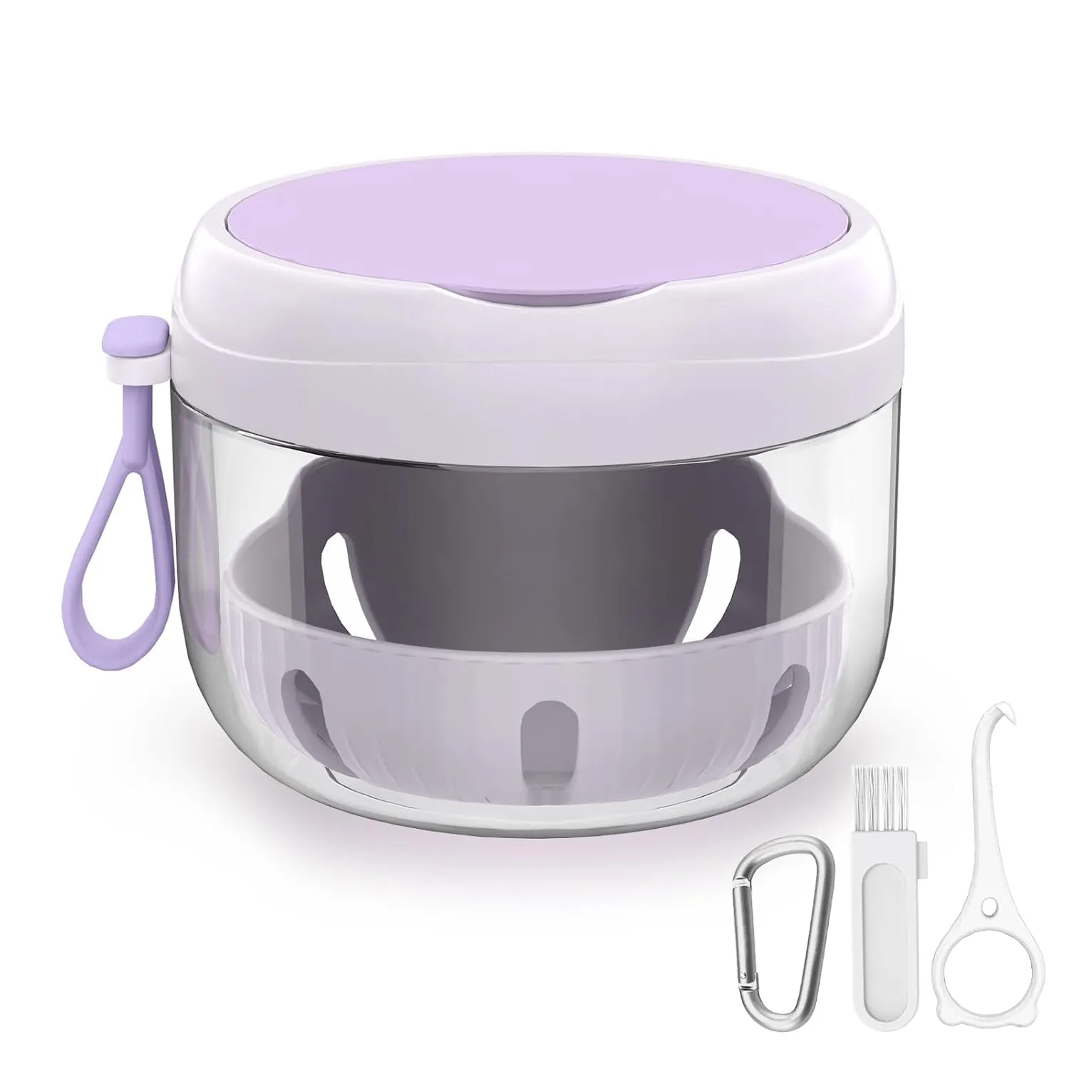 Denture Bath Box Cup, Leak Proof Denture Cup Kit Portable Retainer Case for Travel, Denture Case Cleaning Care for Dentures Aligner Mouth Guard with Denture Brush,Strainer, Removal Tool and Mirror