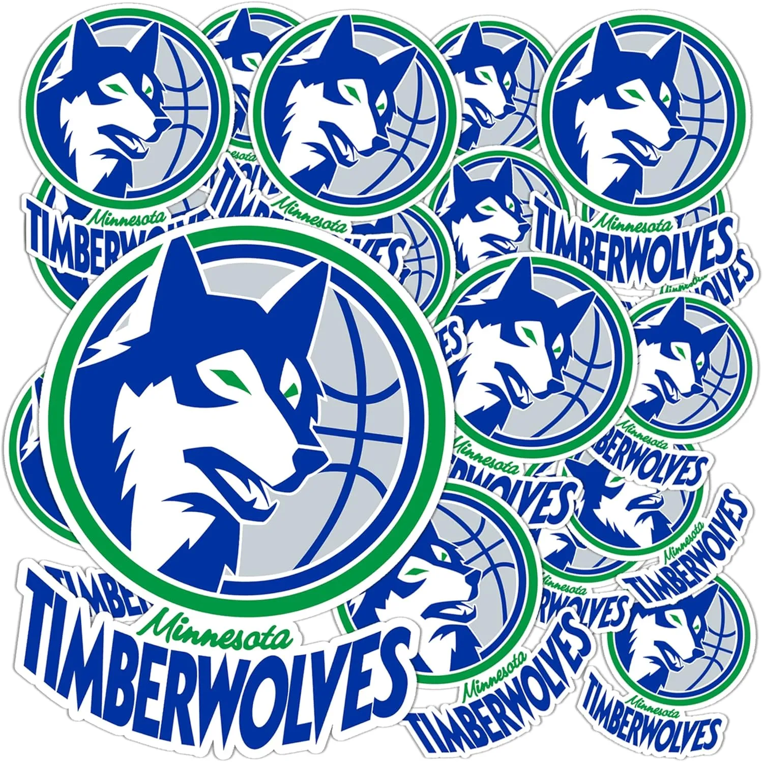 Desert Cactus Minnesota Timberwolves Sticker NBA Officially Licensed Vinyl Decal Laptop Water Bottle Car Scrapbook (Vintage Sheet)