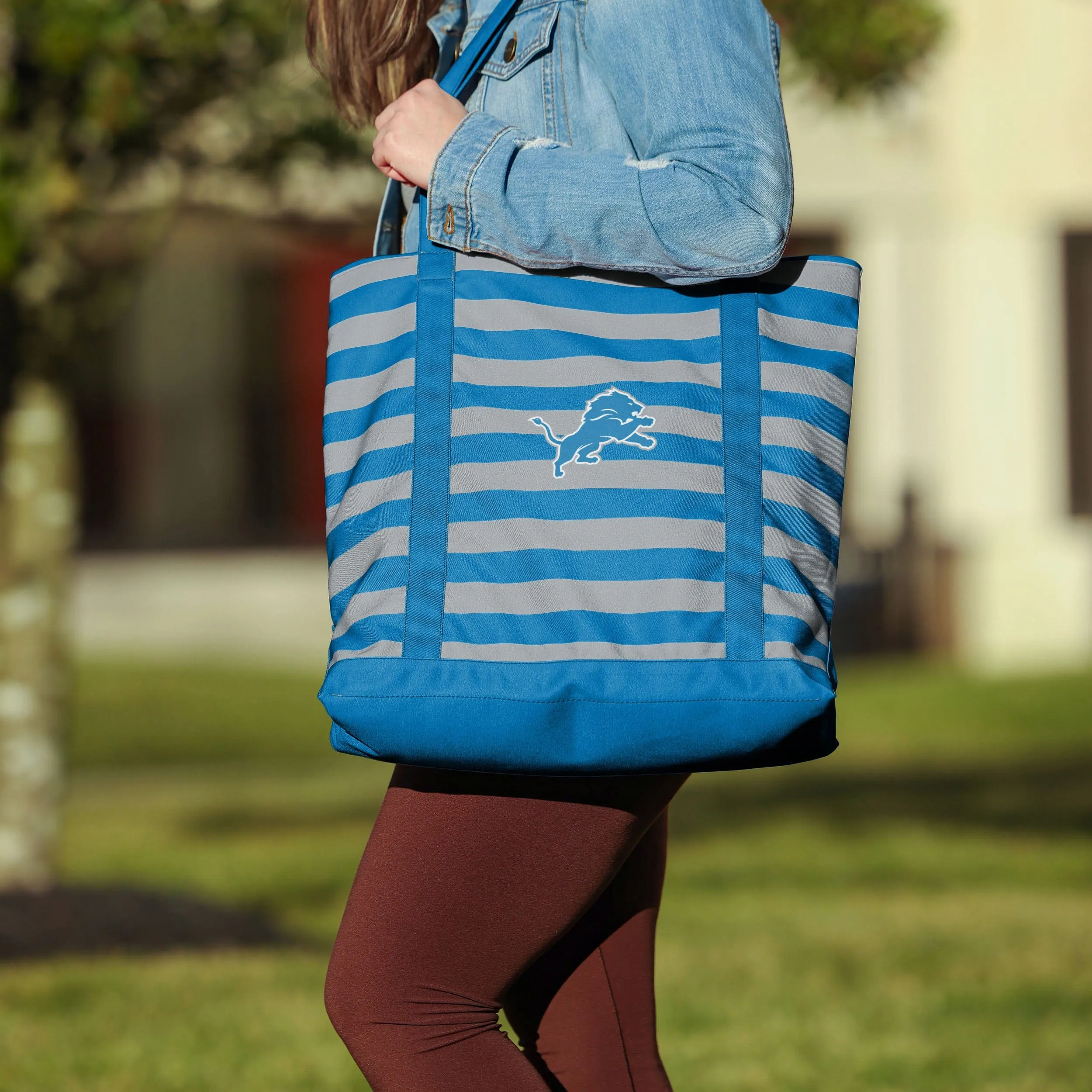 Detroit Lions Team Stripe Canvas Tote Bag
