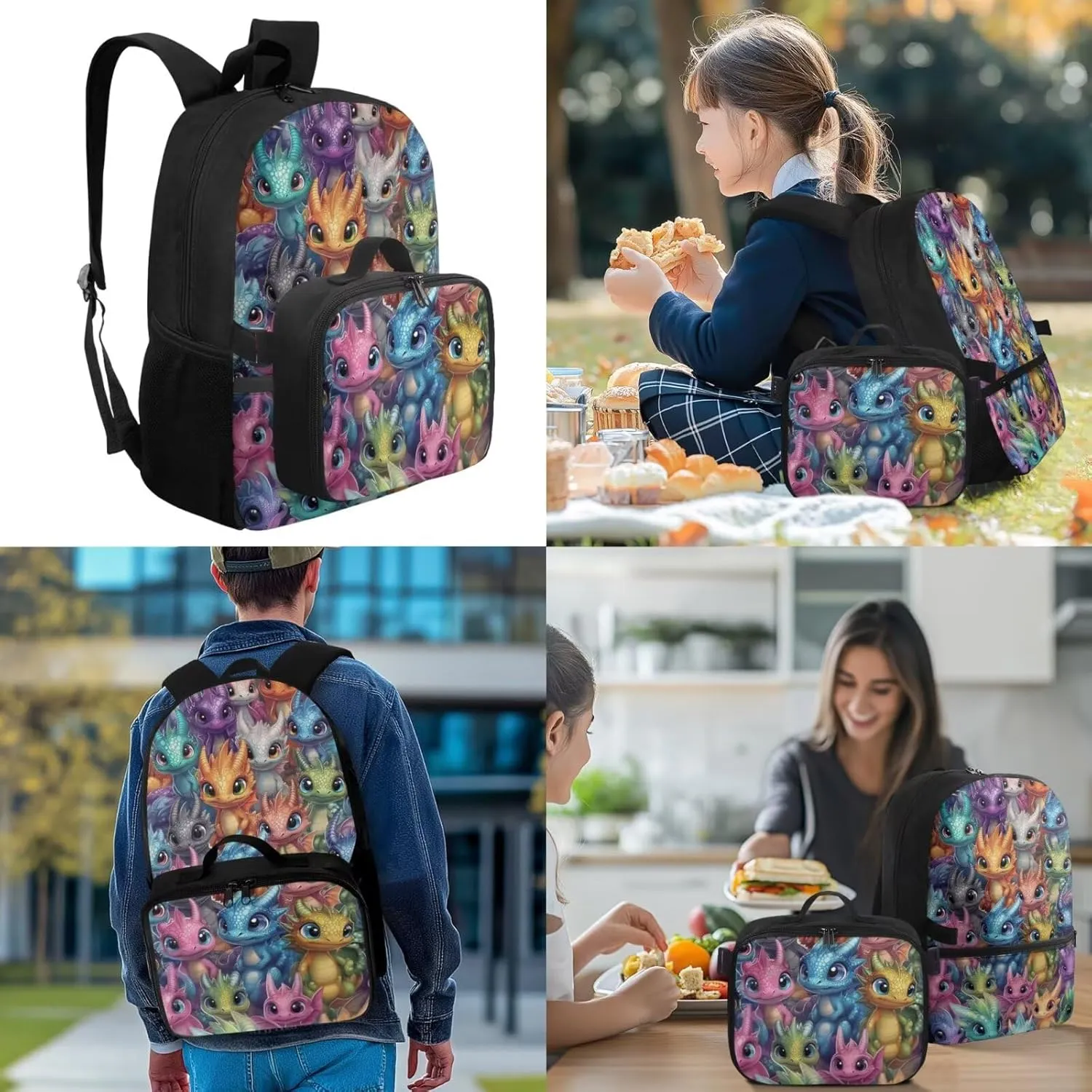 Dinosaur Backpack for Elementary School Girls Custom Backpack for School Girls 4th Grade Personalized Kids Bookbag with Lunch Box Trendy Book Bags for Classroom
