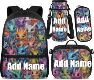 Dinosaur Backpack for Elementary School Girls Custom Backpack for School Girls 4th Grade Personalized Kids Bookbag with Lunch Box Trendy Book Bags for Classroom