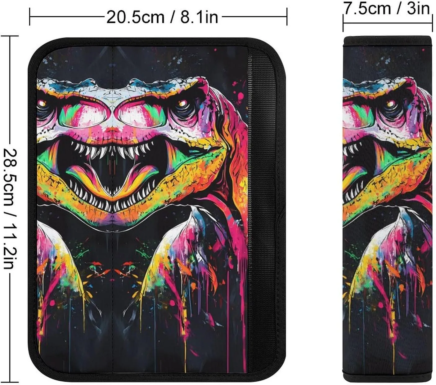 Dinosaurs Graffiti Fashion Car Seat Belt Cover Pad for Shoulder Bag Camera Soft Comfort Accessories 1PCS