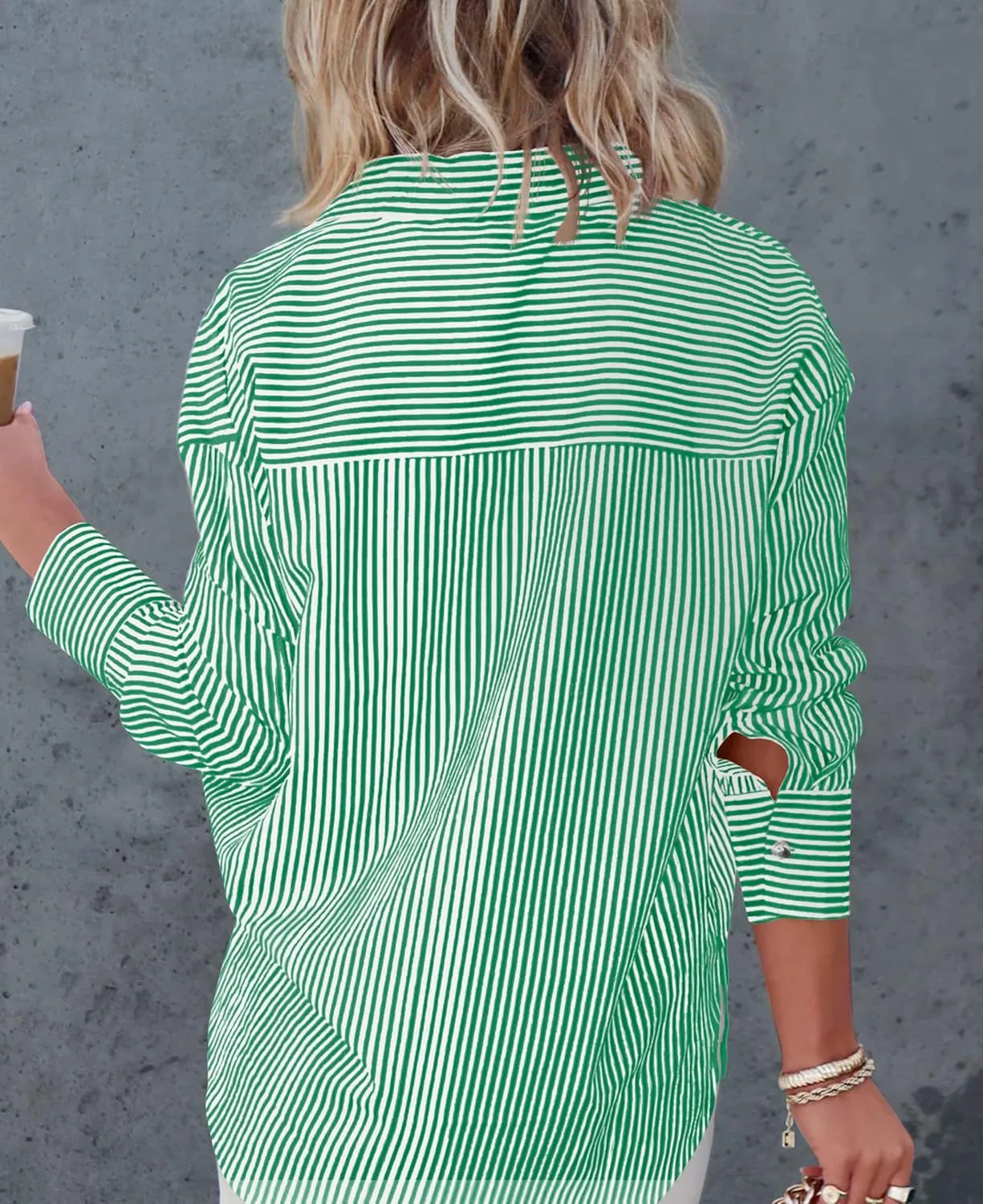 Diosun Womens Striped Button Down Shirts Classic Long Sleeve Stylish Collared Office Work Blouses Tops