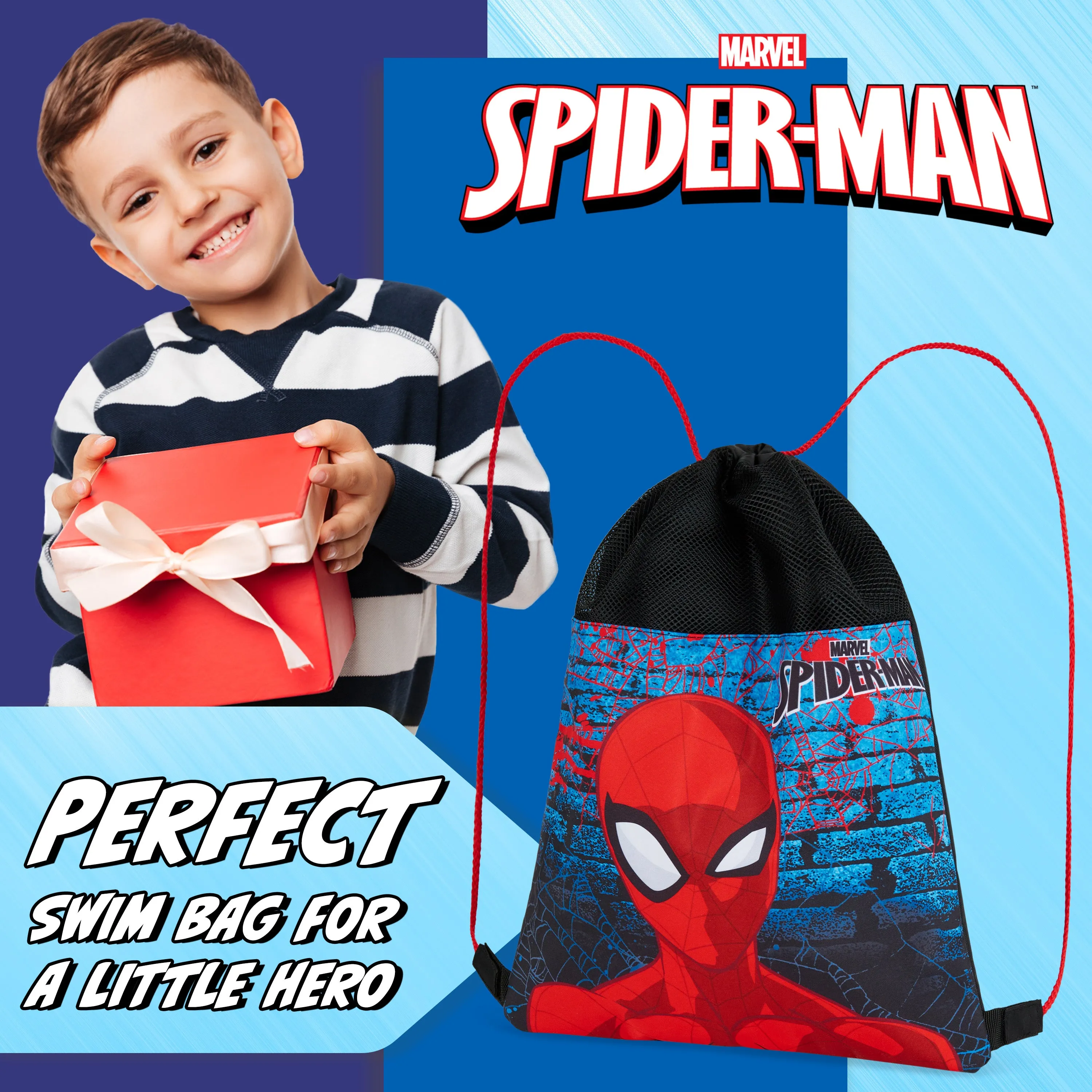 Disney Kids Drawstring Bags - Swimming Bag, School PE Bag - Spiderman