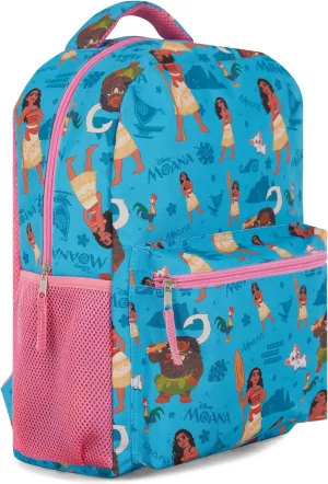 Disney Moana Nylon Bookbag Backpack - Moana & Maui's Oceanic Quest Allover Bag - Backpack for Boys, Girls, Toddlers, Kids, Adults - Great Bag For Gym, Park and Camp (Blue)