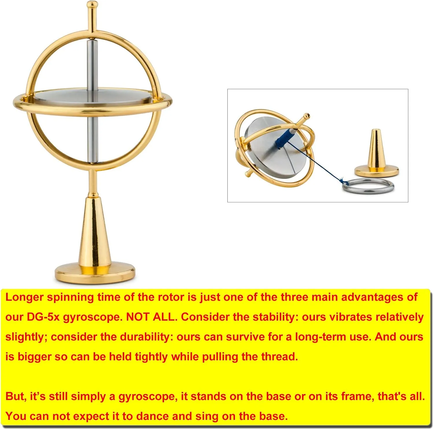 DjuiinoStar Heavy Duty Gyroscope (Solid Stainless Steel Rotor): Initial Speed 8,000 RPM, Sturdy and Stable; Provides Very Good Gaming Experience; High-End Office Toy, Addictive Science Gear DG-5PRO-01