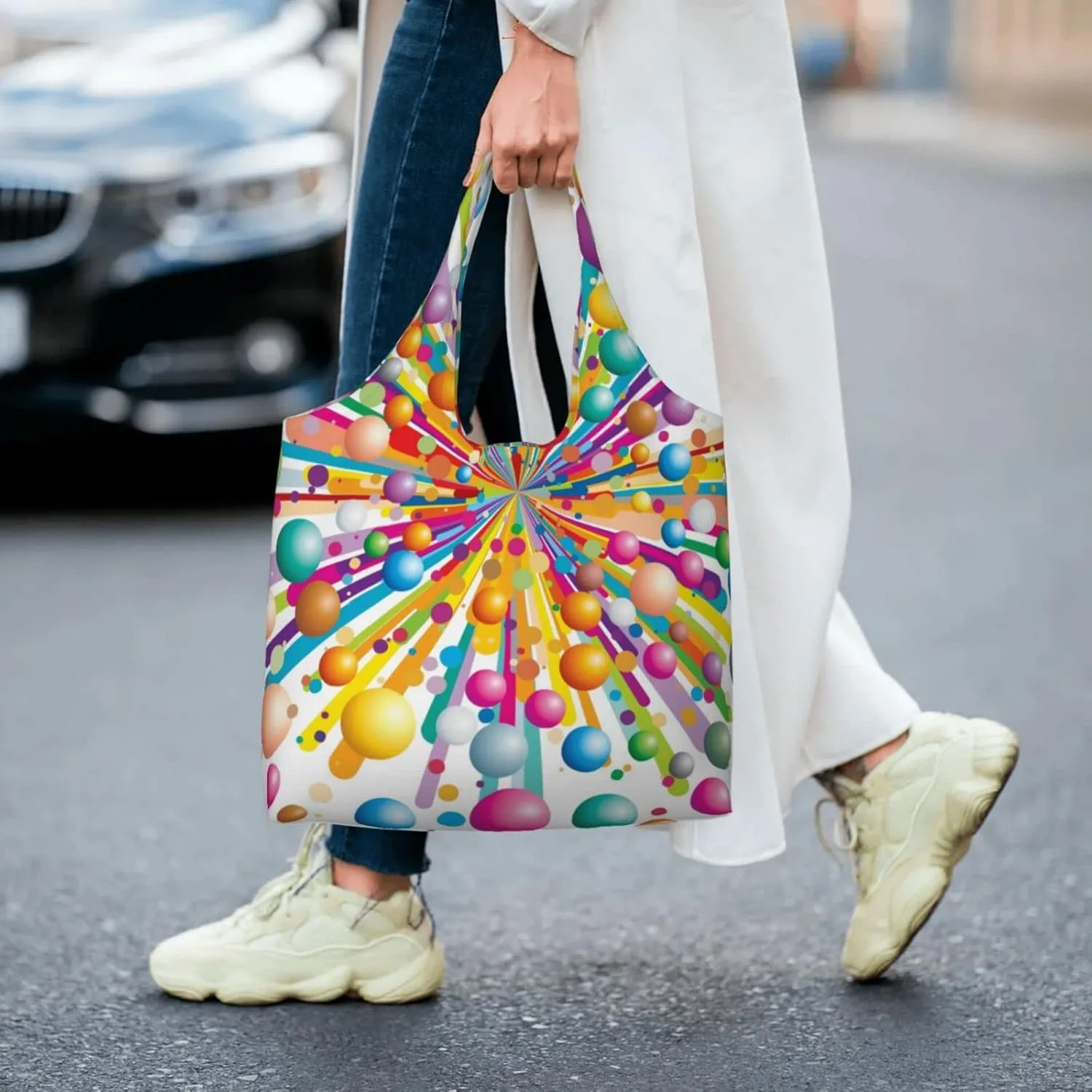 DKJlitter Fashion Canvas Tote Bag, Reusable Grocery Shopping Bag, Large capacity shopping bag Daily Utility Bag