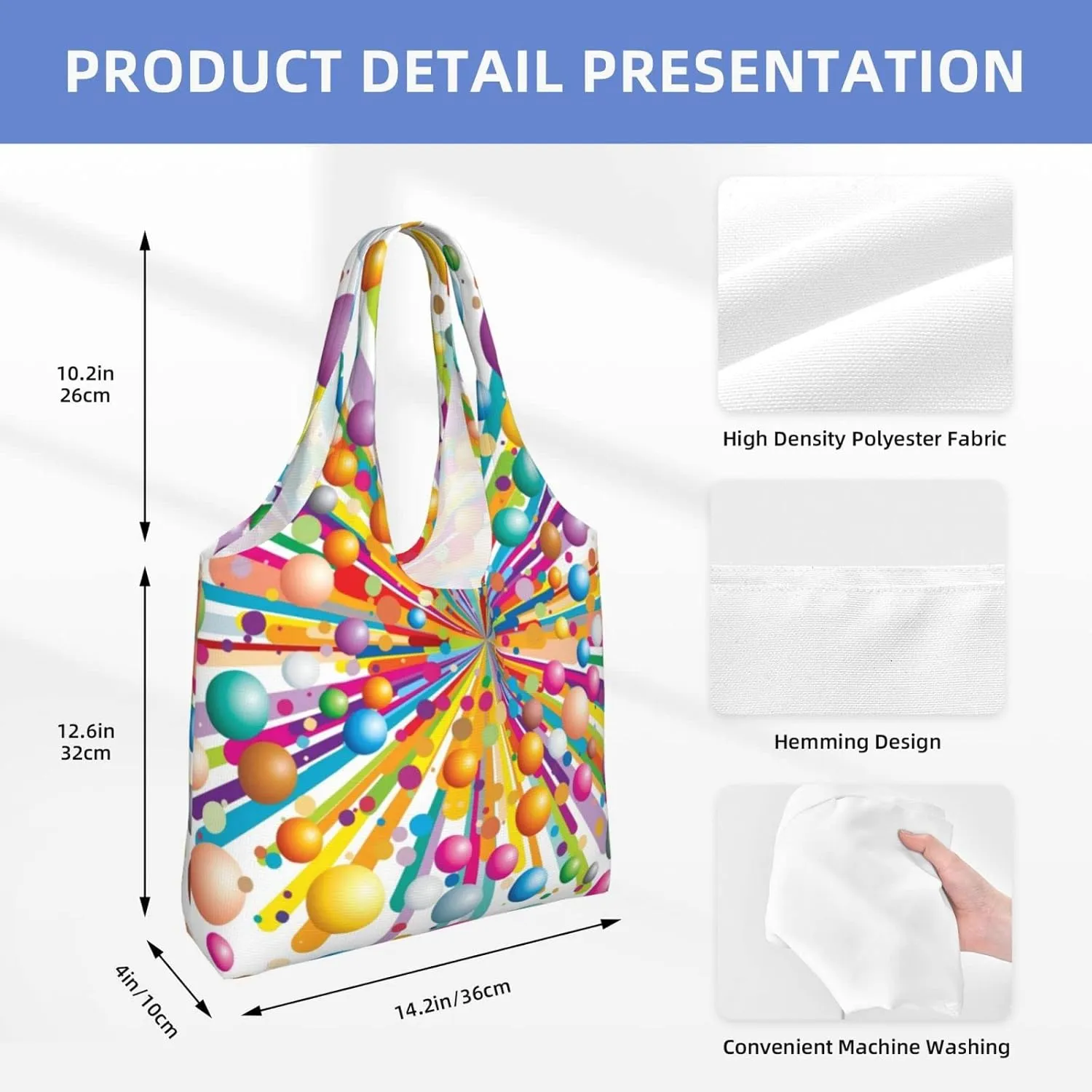 DKJlitter Fashion Canvas Tote Bag, Reusable Grocery Shopping Bag, Large capacity shopping bag Daily Utility Bag
