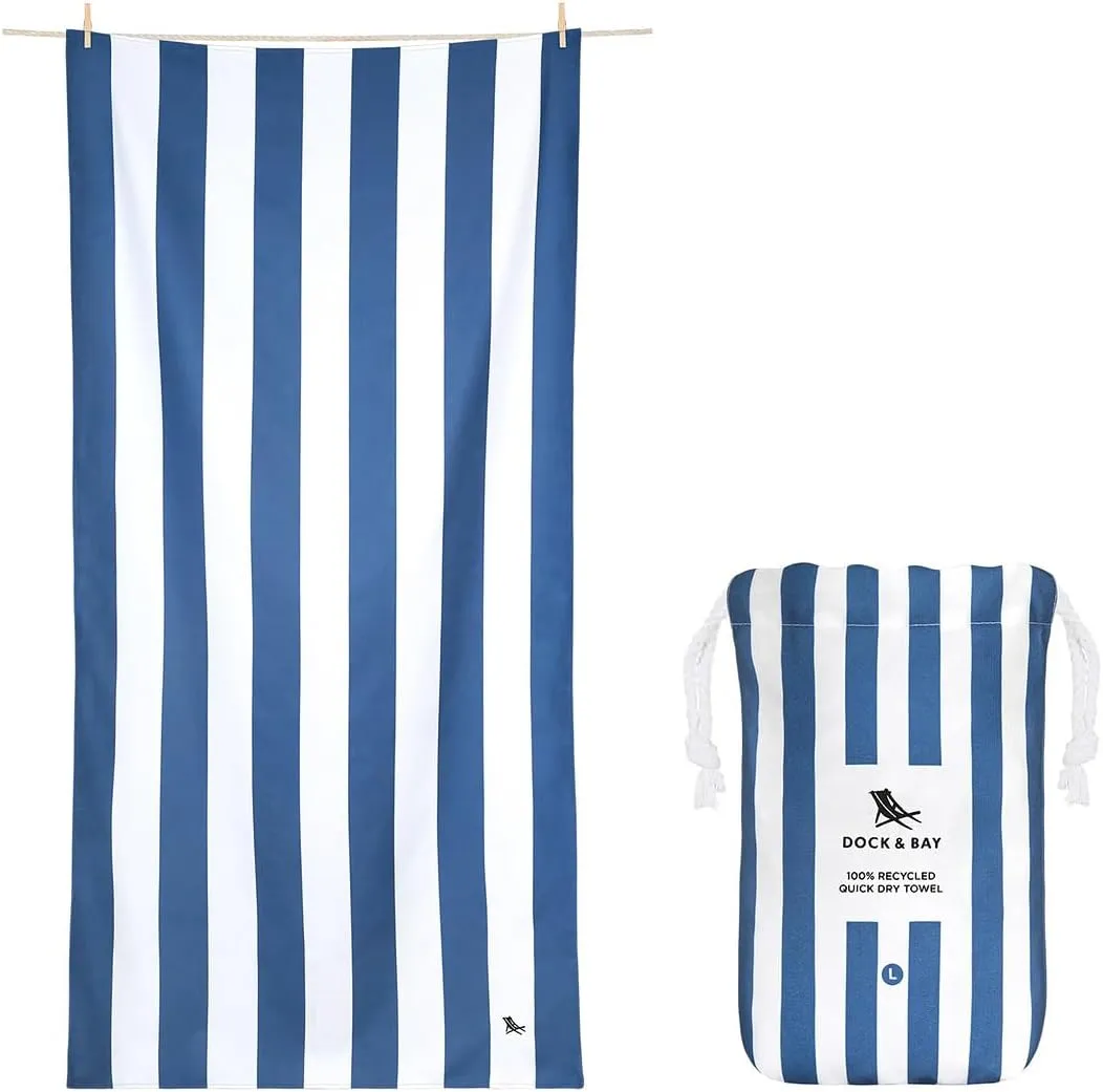 Dock & Bay Beach Towel - Quick Dry, Sand Free - Compact, Lightweight - 100% Recycled - Includes Bag - Set of 4 - Blue Hues, Large (160x90cm, 63x35)