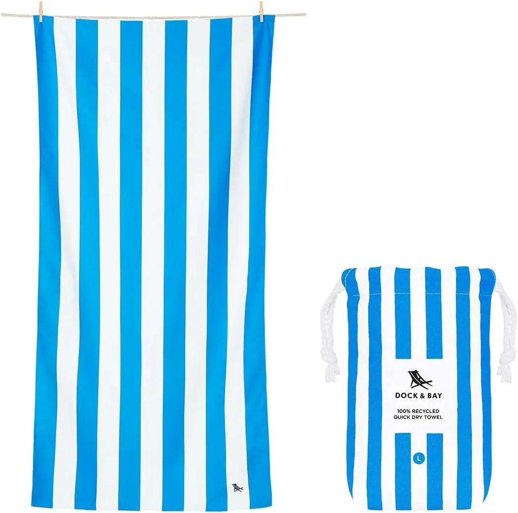 Dock & Bay Beach Towel - Quick Dry, Sand Free - Compact, Lightweight - 100% Recycled - Includes Bag - Set of 4 - Blue Hues, Large (160x90cm, 63x35)