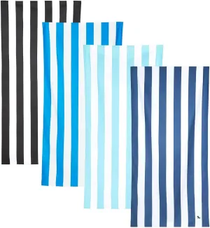 Dock & Bay Beach Towel - Quick Dry, Sand Free - Compact, Lightweight - 100% Recycled - Includes Bag - Set of 4 - Blue Hues, Large (160x90cm, 63x35)