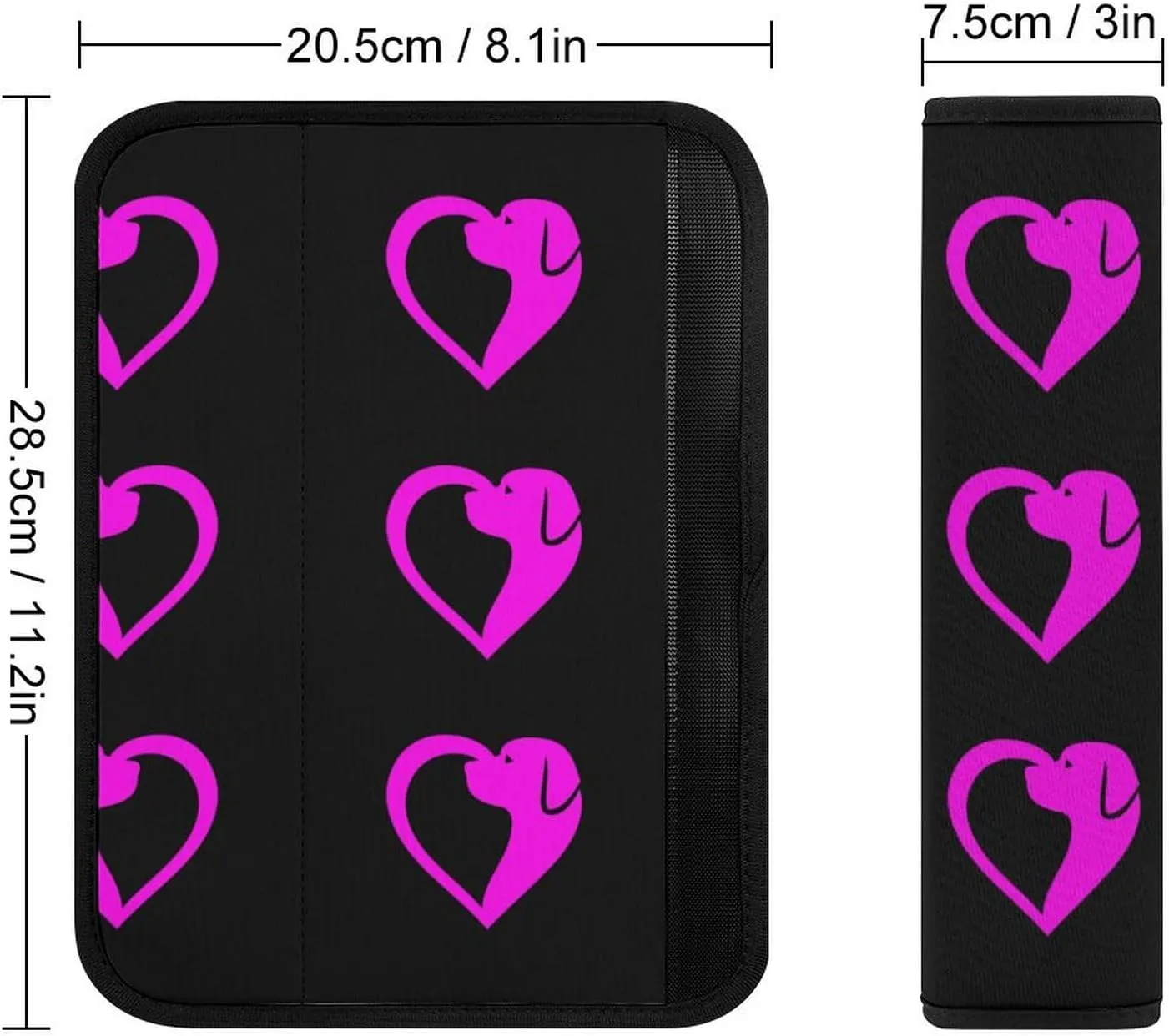 Dog Heard Fashion Car Seat Belt Cover Pad for Shoulder Bag Camera Soft Comfort Accessories 2PCS