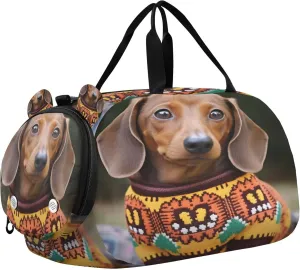 Dog Kids Overnight Sports Duffel Bags with Shoe Compartment & Wet Pocket Travel Sport Gym Bag for Girls Boys