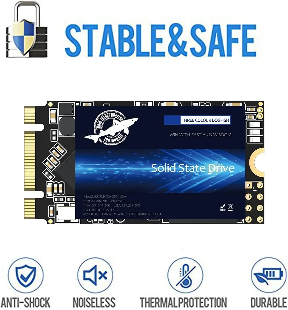 Dogfish M.2 2242 SSD 2TB 3D NAND QLC SATA III 6 Gb/s, Internal Solid State Drive - Compatible with Desktop PC Laptop (M.2 2242 2TB)