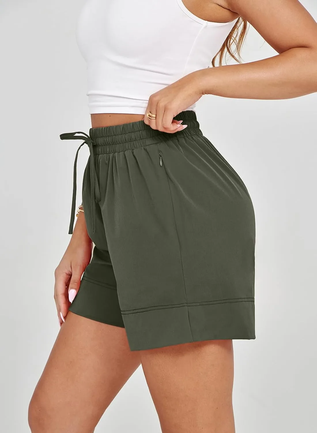 Dokotoo Womens Shorts Athletic Shorts for Women Quick Dry Gym Workout Summer Outfits Running Zipper Pocket High Waisted