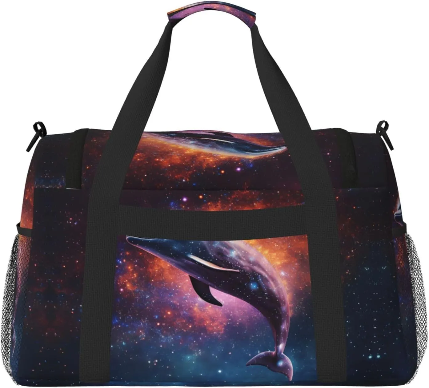 Dolphin Galaxy Duffle Bag Foldable Travel Tote Bag Carry On Large Weekender Overnight Bags Waterproof Gym Bag For Women Men