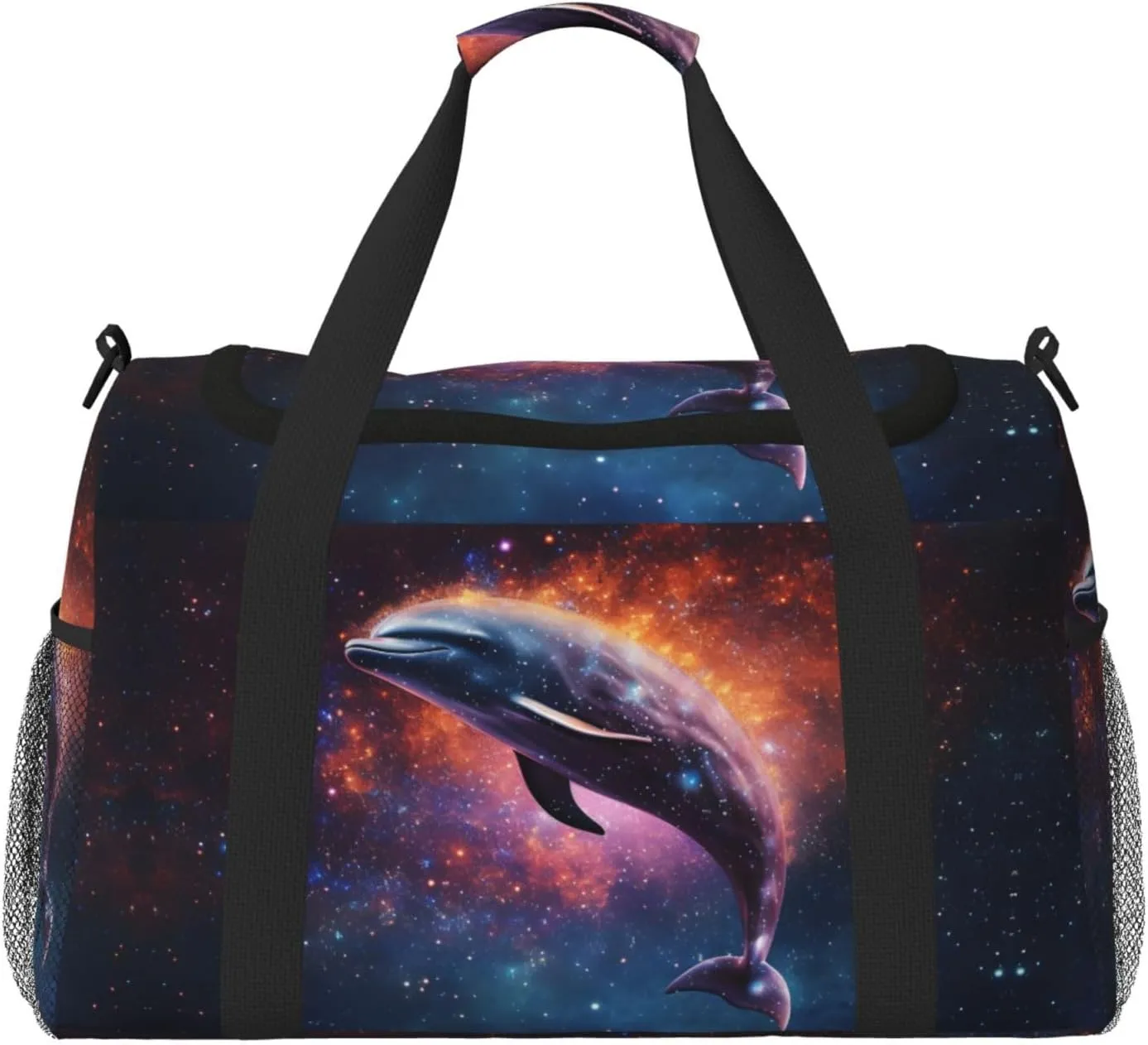 Dolphin Galaxy Duffle Bag Foldable Travel Tote Bag Carry On Large Weekender Overnight Bags Waterproof Gym Bag For Women Men