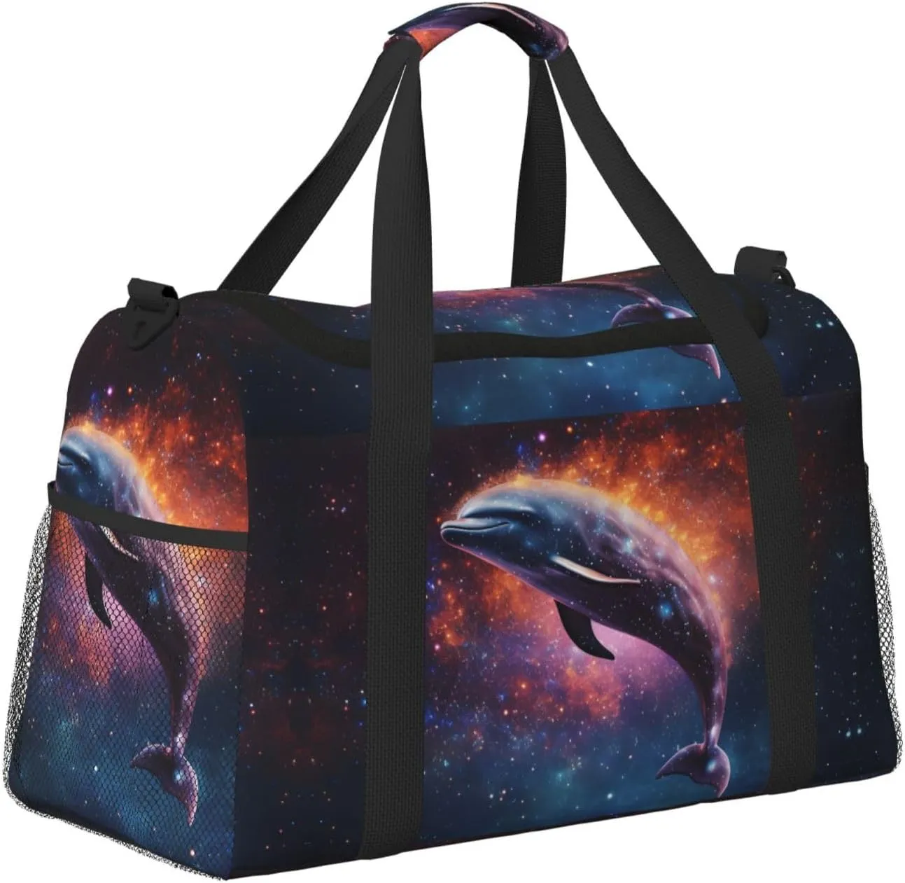 Dolphin Galaxy Duffle Bag Foldable Travel Tote Bag Carry On Large Weekender Overnight Bags Waterproof Gym Bag For Women Men