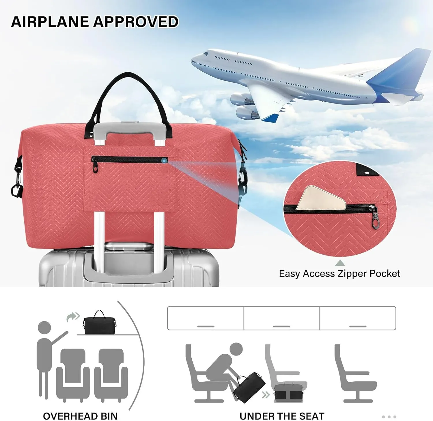 DOMIKING Red Personalized Duffel Bag Foldable Weekender Bag Overnight Bags for Women Men Custom Sport Gym Bag with Toiletry Bag for Trip Business Yoga, 2 Pcs