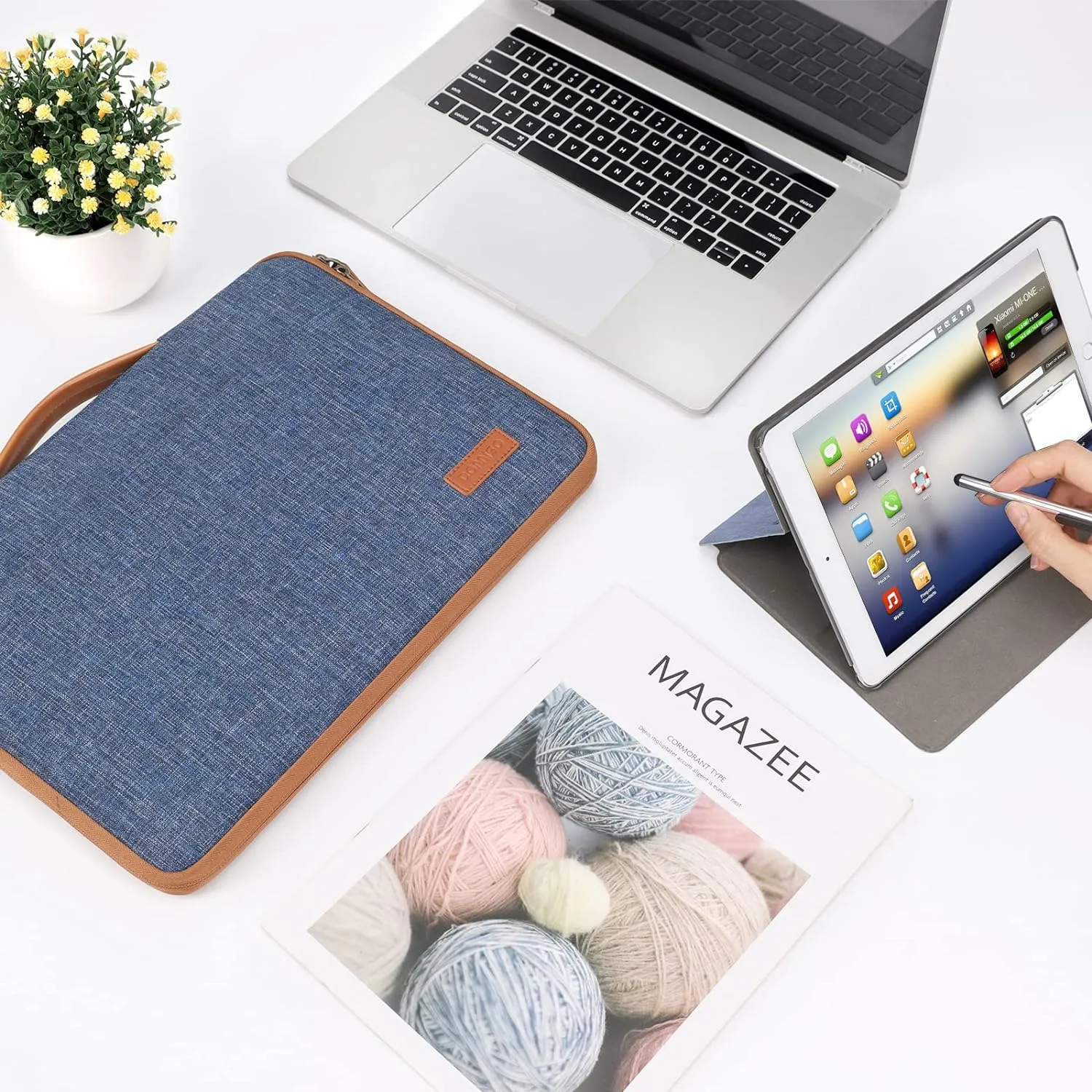 DOMISO 13.3 inch Laptop Sleeve Case Waterproof Carrying Bag for 13.3" Notebook/13 MacBook Air/Surface Book/ThinkPad L390 Yoga X380 Yoga/13.9" Yoga C930 Glass/HP EliteBook 830 840 G5,Blue