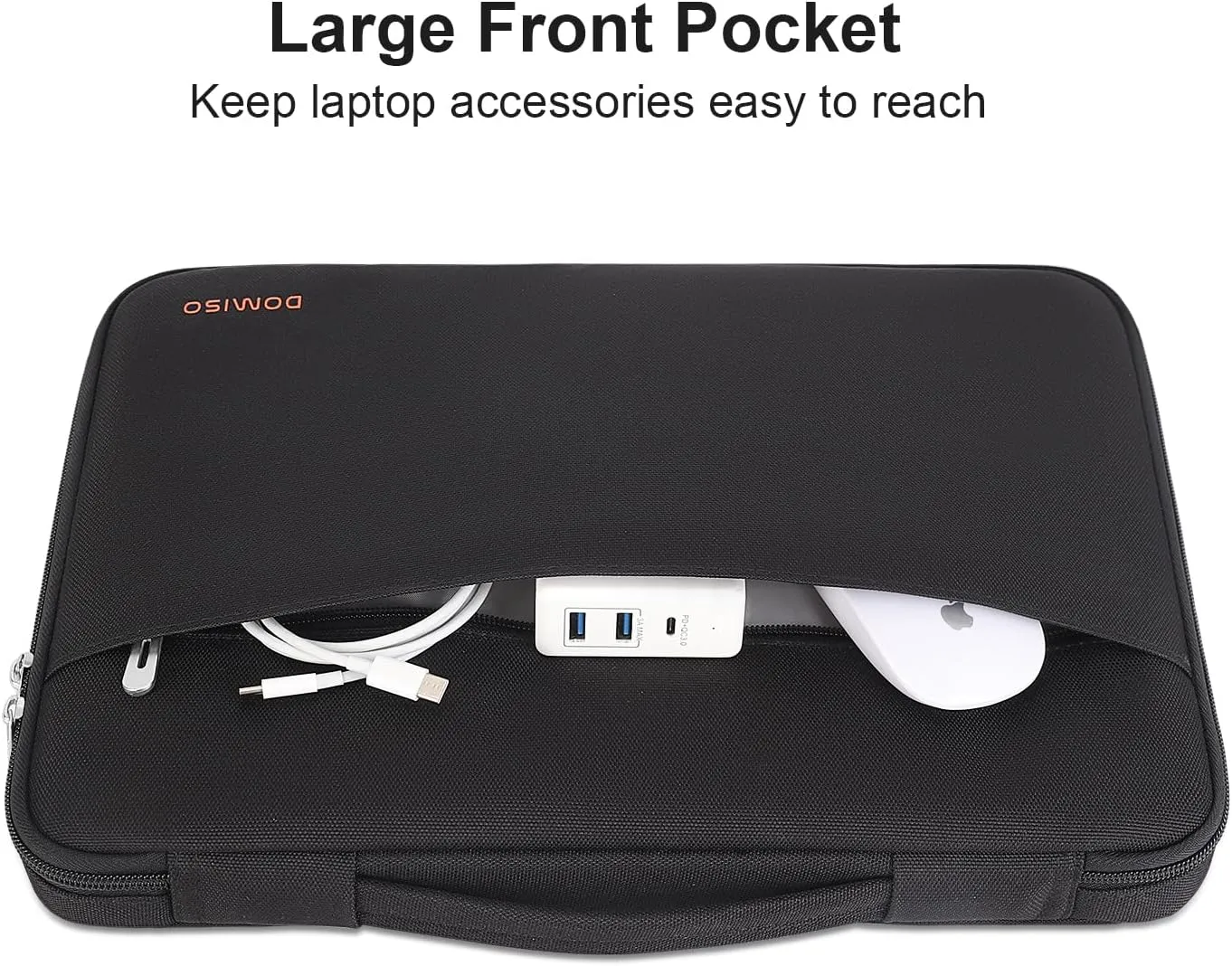 DOMISO 15.6 inch Laptop Sleeve Notebook Portable Carrying Bag Case Handbag for 15.6" Legion 5 Gen 6/ThinkPad E15 Gen 2 4/16" ThinkPad T16/16 Swift 3/16" Yoga Slim 7 Pro/HP EliteBook,Black