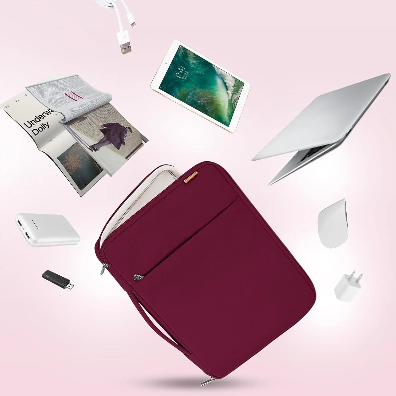 DOMISO 16 inch Laptop Sleeve Case Water Resistant Shockproof Protective Computer Bag for 16" Dell/HP Pavilion Envy/ThinkPad IdeaPad/ASUS Vivobook,Wine
