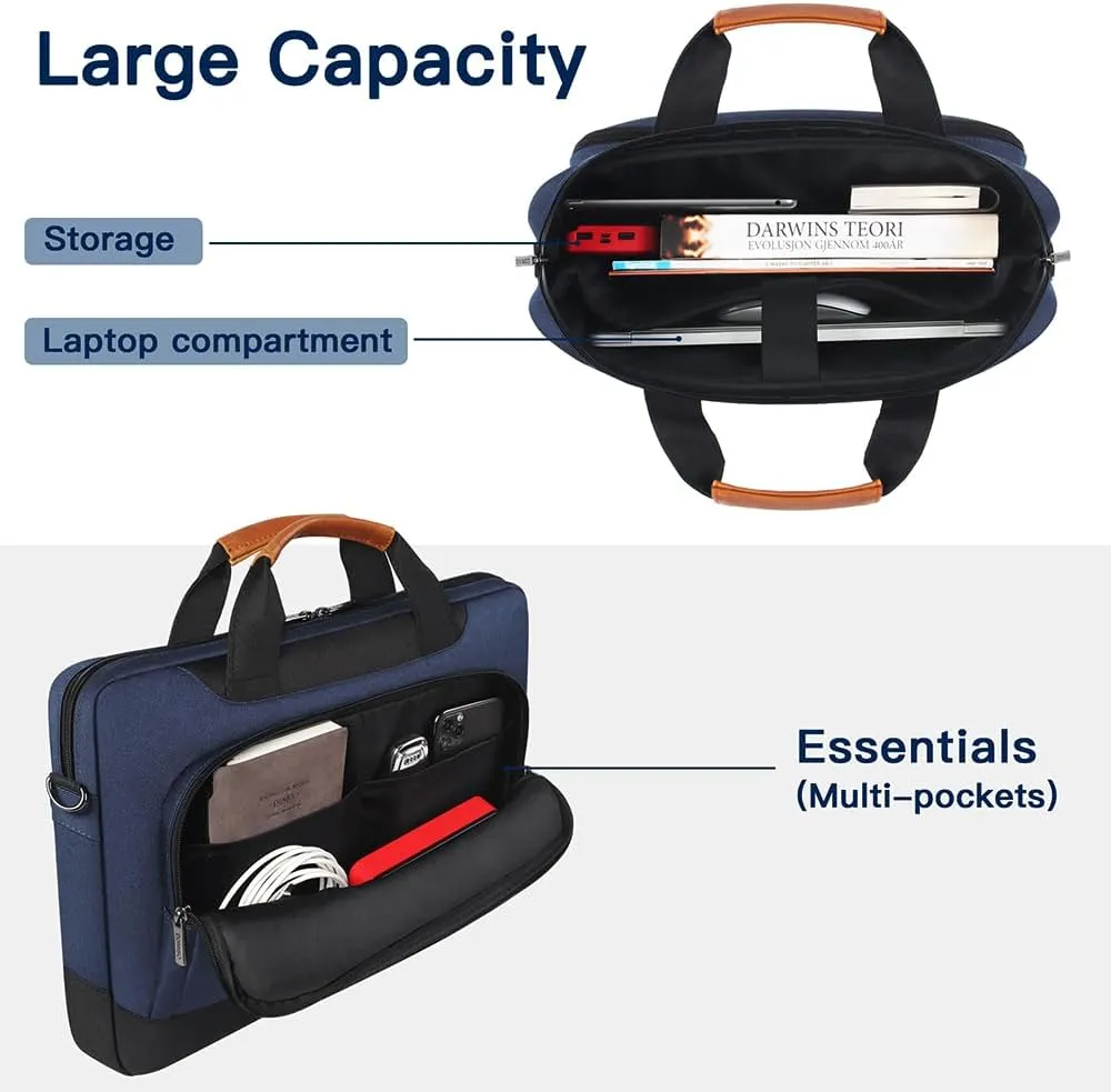 DOMISO 17-17.3 Inch Laptop Sleeve Business Briefcase Laptop Shoulder Bag Compatible with 17" Laptops/ 17.3" HP Pavilion 17/MSI GS73VR Stealth Pro/Dell Inspiron 17/Acer/ASUS,Blue