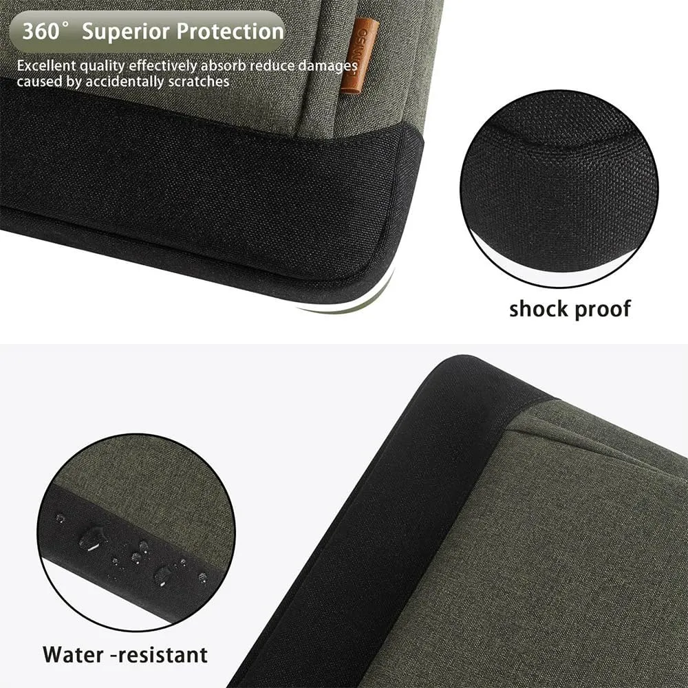 DOMISO Laptop Sleeve Case Large Capacity Shoulder Bag Compatible with 17-17.3 inch Dell XPS/HP Gaming Pavilion 17 / Chromebook 317, Dark Green