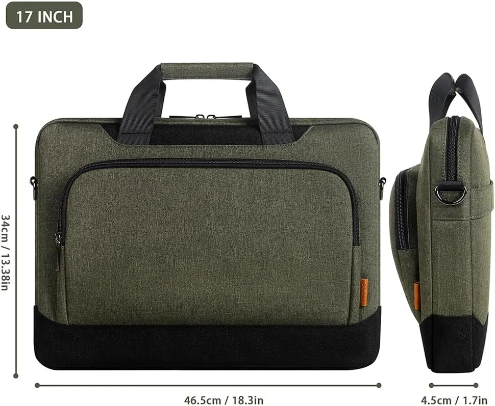 DOMISO Laptop Sleeve Case Large Capacity Shoulder Bag Compatible with 17-17.3 inch Dell XPS/HP Gaming Pavilion 17 / Chromebook 317, Dark Green