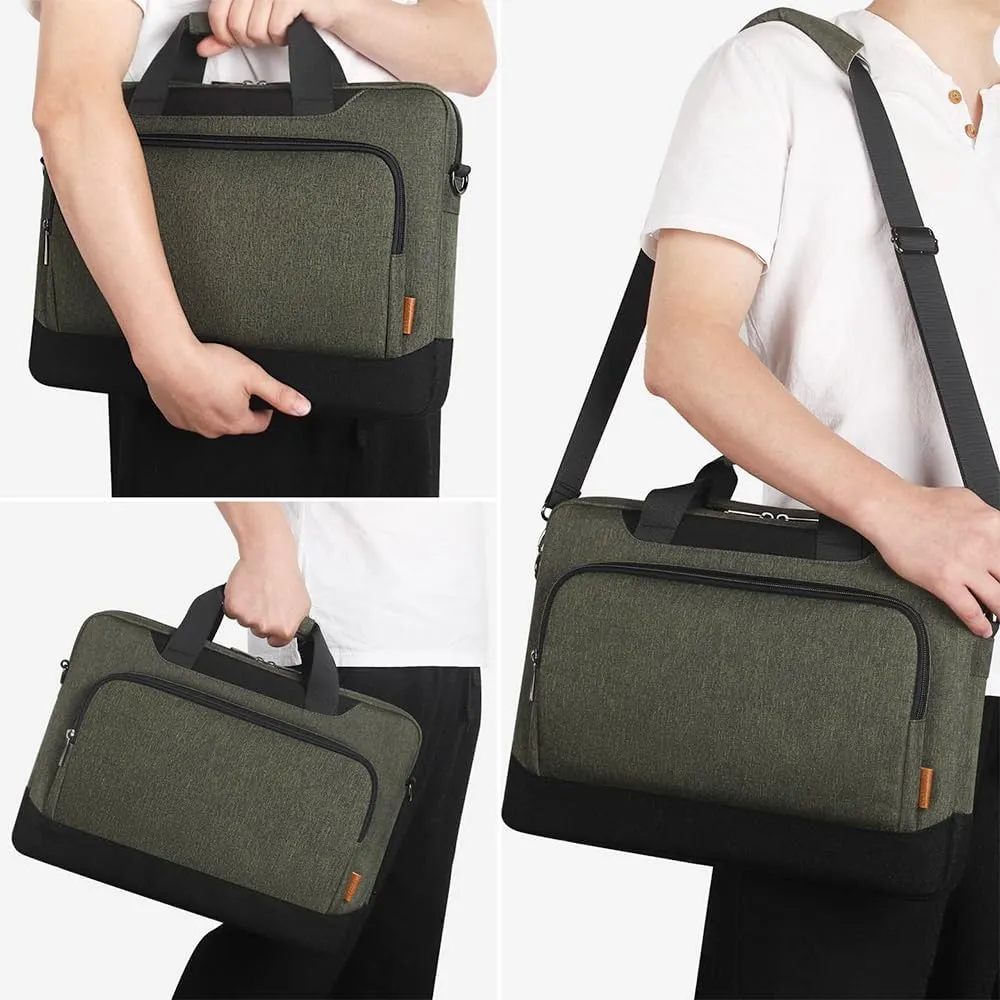 DOMISO Laptop Sleeve Case Large Capacity Shoulder Bag Compatible with 17-17.3 inch Dell XPS/HP Gaming Pavilion 17 / Chromebook 317, Dark Green