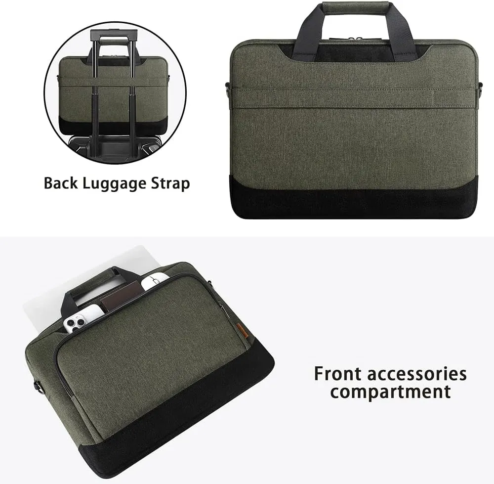 DOMISO Laptop Sleeve Case Large Capacity Shoulder Bag Compatible with 17-17.3 inch Dell XPS/HP Gaming Pavilion 17 / Chromebook 317, Dark Green