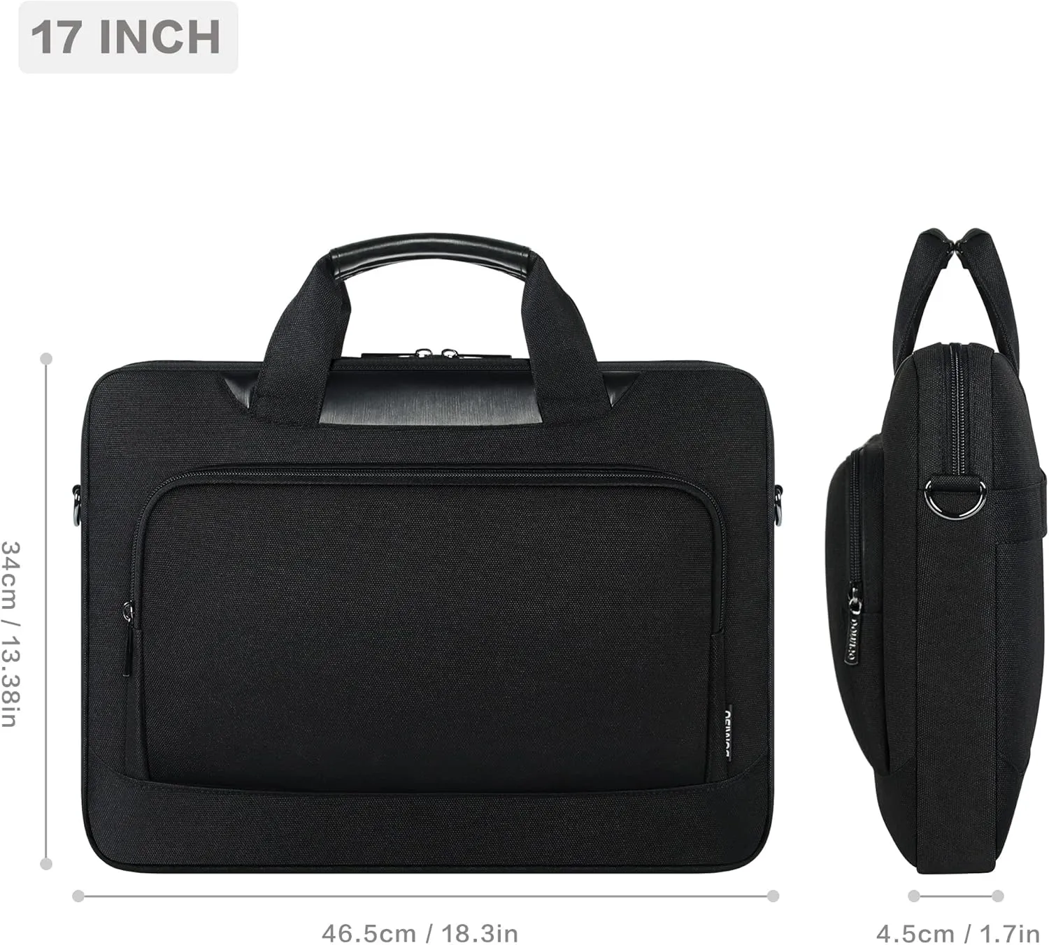 DOMISO Laptop Sleeve Case Large Capacity Shoulder Bag Compatible with 17-17.3 inch Dell XPS/Inspiron 17 / HP Gaming Pavilion 17 / Chromebook 317，Black