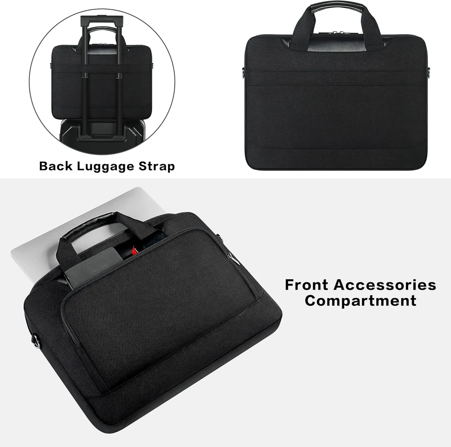 DOMISO Laptop Sleeve Case Large Capacity Shoulder Bag Compatible with 17-17.3 inch Dell XPS/Inspiron 17 / HP Gaming Pavilion 17 / Chromebook 317，Black