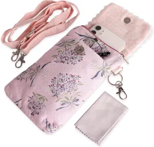 Double Glasses Case Soft Eyeglass Cases for Women Sunglasses Travel Cases with Glasses Cleaning Cloth and Key Chain