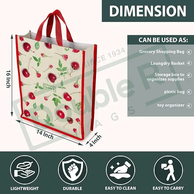 DOUBLE R BAGS Big Eco Cotton Canvas Shopping Bags For Carry Milk Grocery Fruits Vegetable With Reinforced Handles Jhola Bag - Kitchen Essential