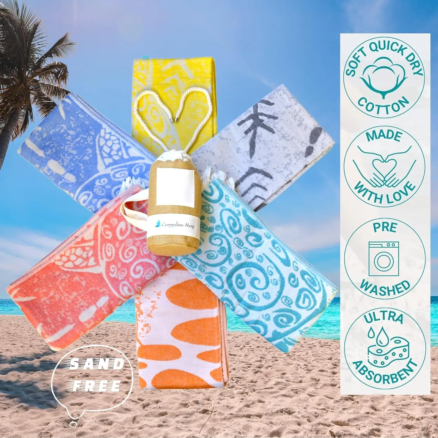 Double-Sided Jacquard Turtle Beach Towel-Limited Edition Oversized 100% Turkish Cotton Yarn Quick Dry for Beach,Bath Towel,Sandproof,Travel bag with a gift. (The secret of calm waters, Extra Large)