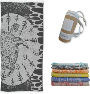 Double-Sided Jacquard Turtle Beach Towel-Limited Edition Oversized 100% Turkish Cotton Yarn Quick Dry for Beach,Bath Towel,Sandproof,Travel bag with a gift. (The secret of calm waters, Extra Large)